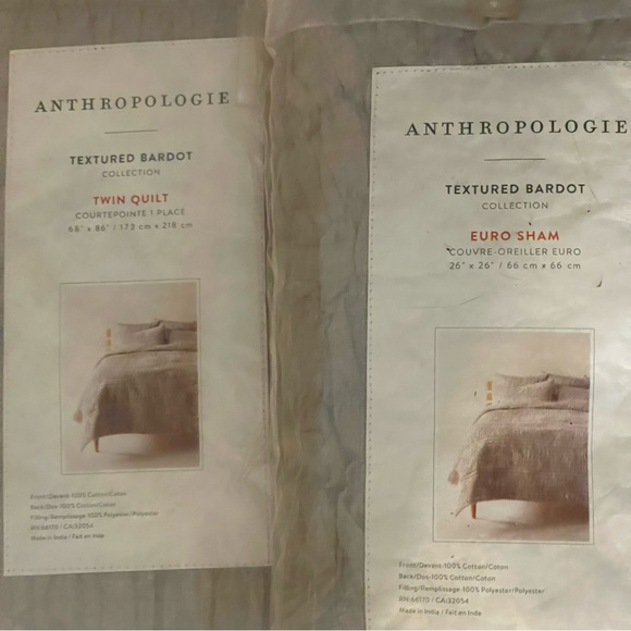 NEW! Anthropologie Textured Bardot Grey Twin Quilt w/ 2 Euro & 2 Standard Shams - Picture 10 of 12